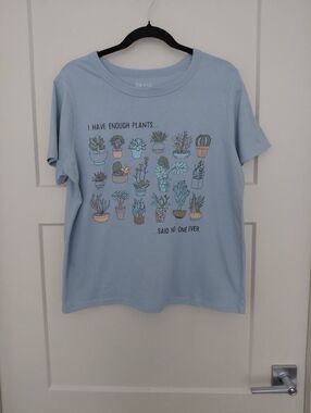 Zoe + Liv Light Blue 'I Have Enough Plants' Graphic Tee